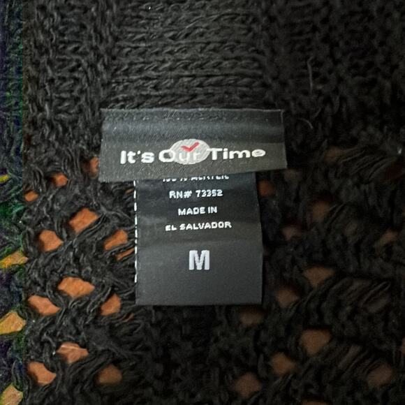 It’s Our Time Size M Black Open Weave Sweater Vest Boho Festival Y2K - Picture 4 of 8